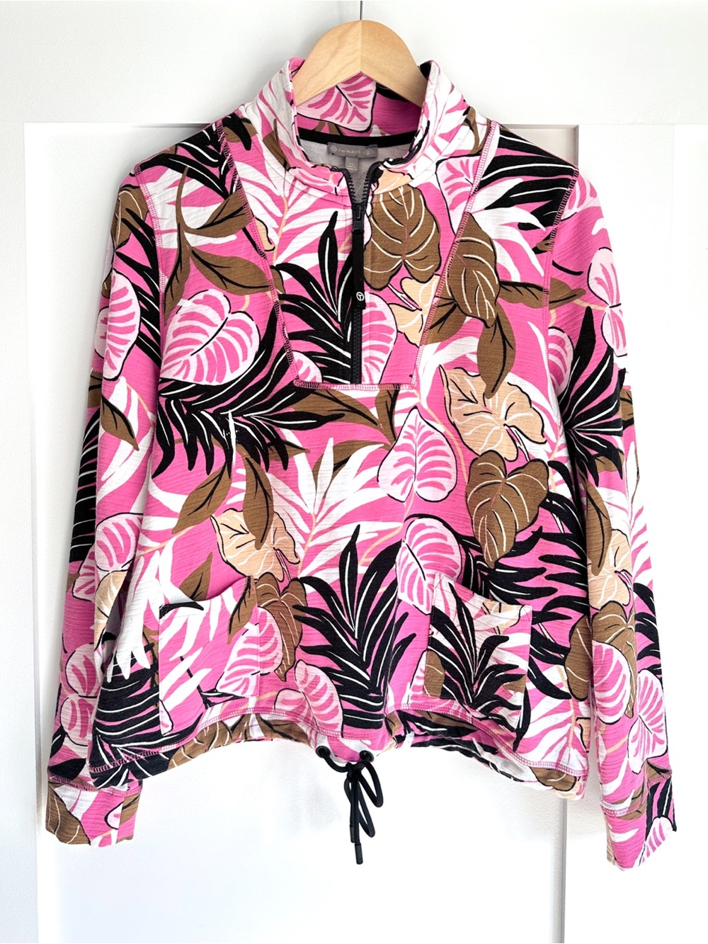 Talbots Cozy Crush Palm Print Pullover Size Large Petite